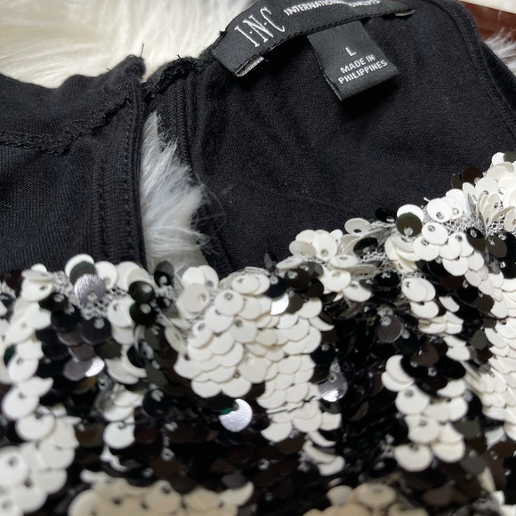 INC Black Animal Print Sequin Halter Top - Picture 4 of 11